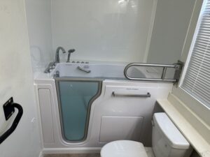 Spa-style walk-in tub with air and water jets