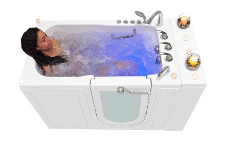 Acrylic walk-in tub with quick-fill faucet