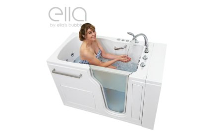 Wheelchair-accessible walk-in tub with side entry
