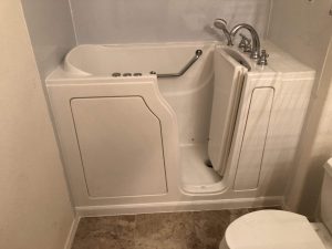 Full bathtub replacement with walk-in style tub