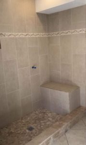 Walk-in bathtubs with shower curtain setup