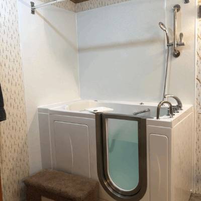 Luxury walk-in tub with built-in LED lighting