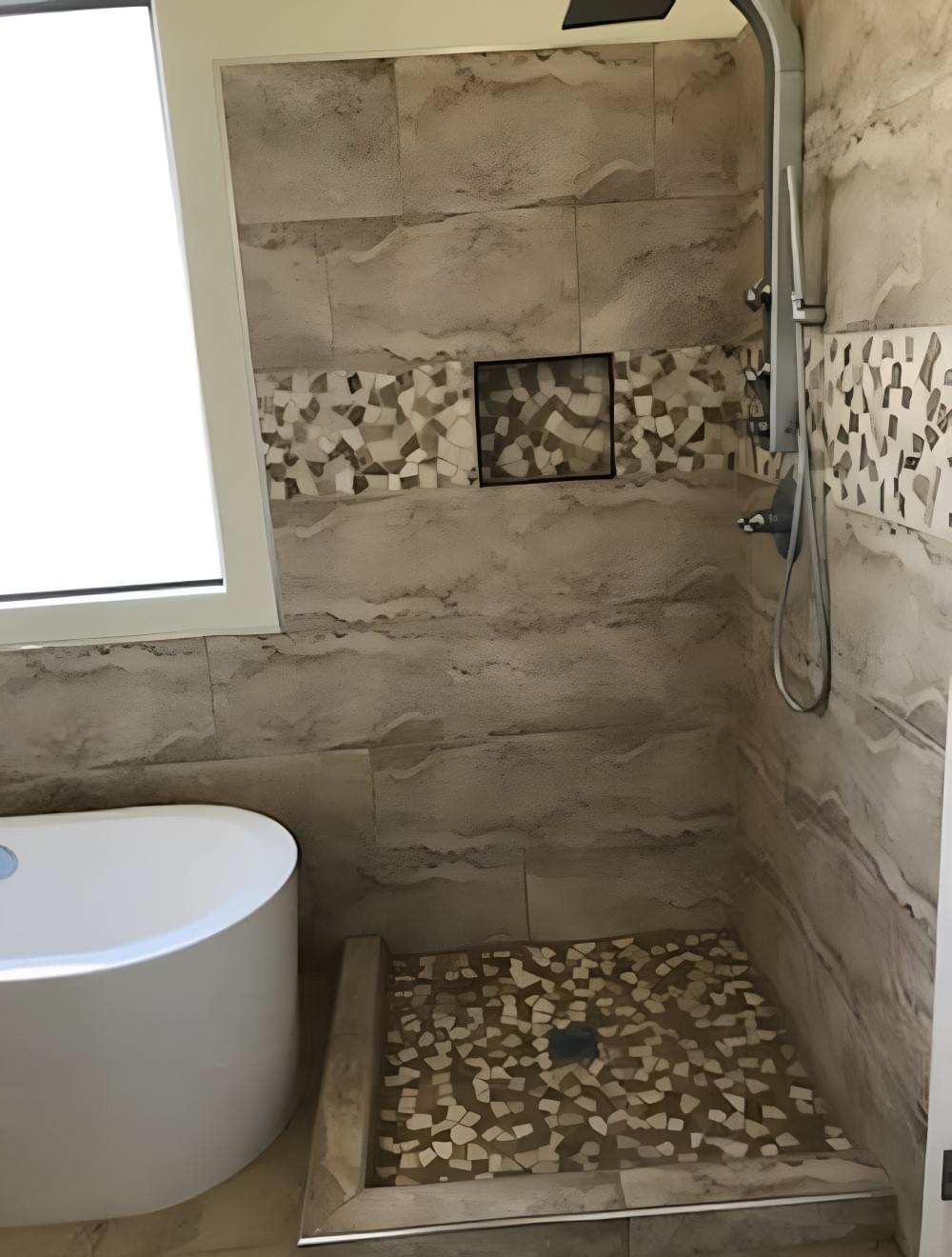 Wheelchair accessible walk-in tub with shower