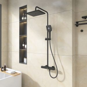 Modern Walk-In Shower After Tub to Shower Conversion Newly installed walk-in shower with glass door and tiled walls replacing old bathtub